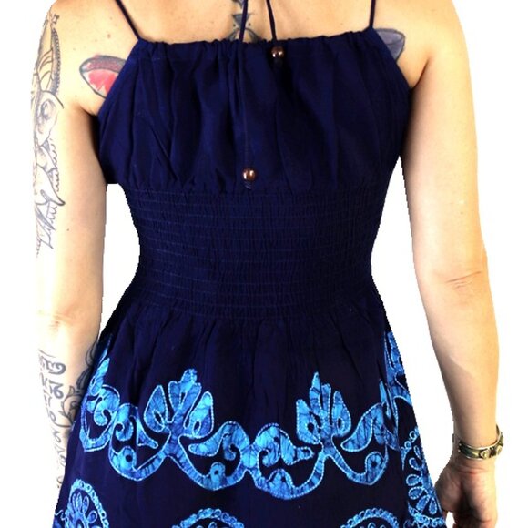 Beautiful Batik Chinmayi Boho Hippie Festival Light Blue Dress - Picture 2 of 2